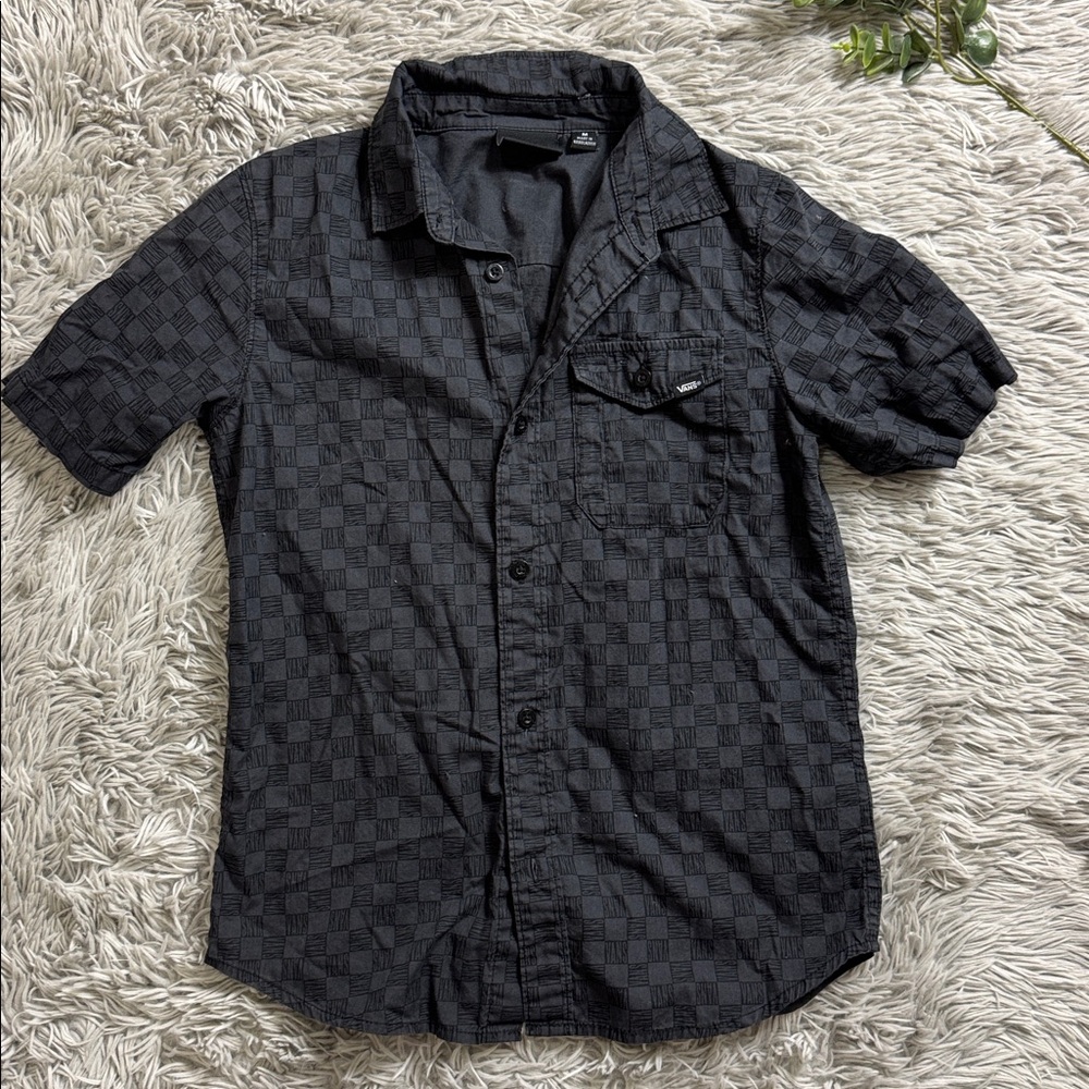 Vans Dark Gray Checkered Shirt boys size M